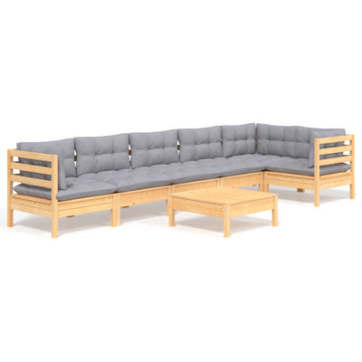 7 Piece Garden Lounge Set with Grey Cushions Pinewood Payday Deals