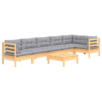 7 Piece Garden Lounge Set with Grey Cushions Pinewood Payday Deals