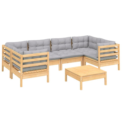7 Piece Garden Lounge Set with Grey Cushions Pinewood Payday Deals
