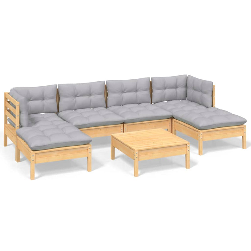 7 Piece Garden Lounge Set with Grey Cushions Pinewood Payday Deals