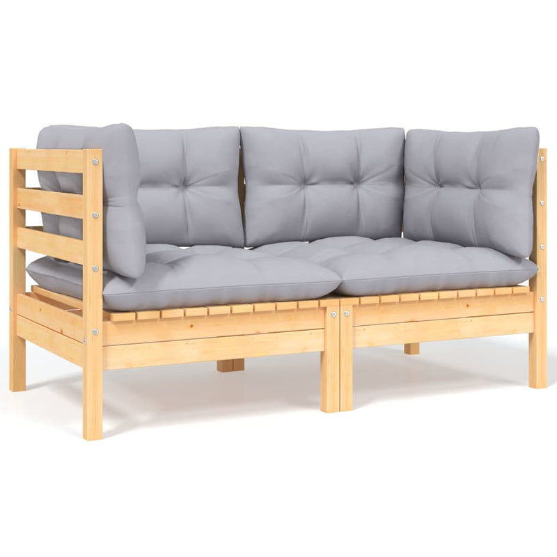 7 Piece Garden Lounge Set with Grey Cushions Solid Pinewood Payday Deals