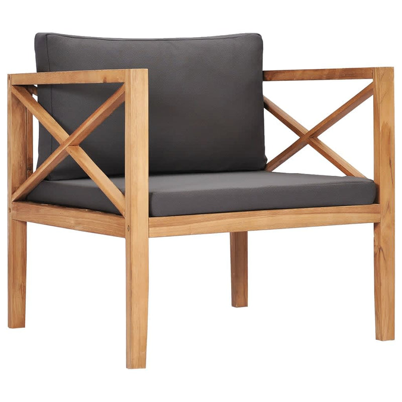 7 Piece Garden Lounge Set with Grey Cushions Solid Wood Teak Payday Deals
