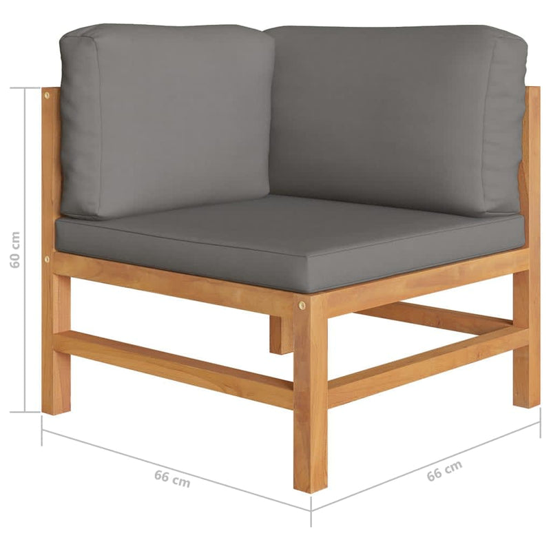 7 Piece Garden Lounge Set with Grey Cushions Solid Wood Teak Payday Deals