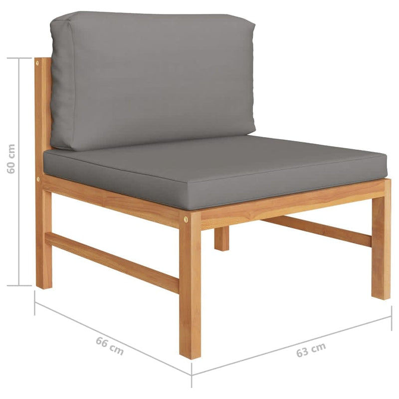 7 Piece Garden Lounge Set with Grey Cushions Solid Wood Teak Payday Deals