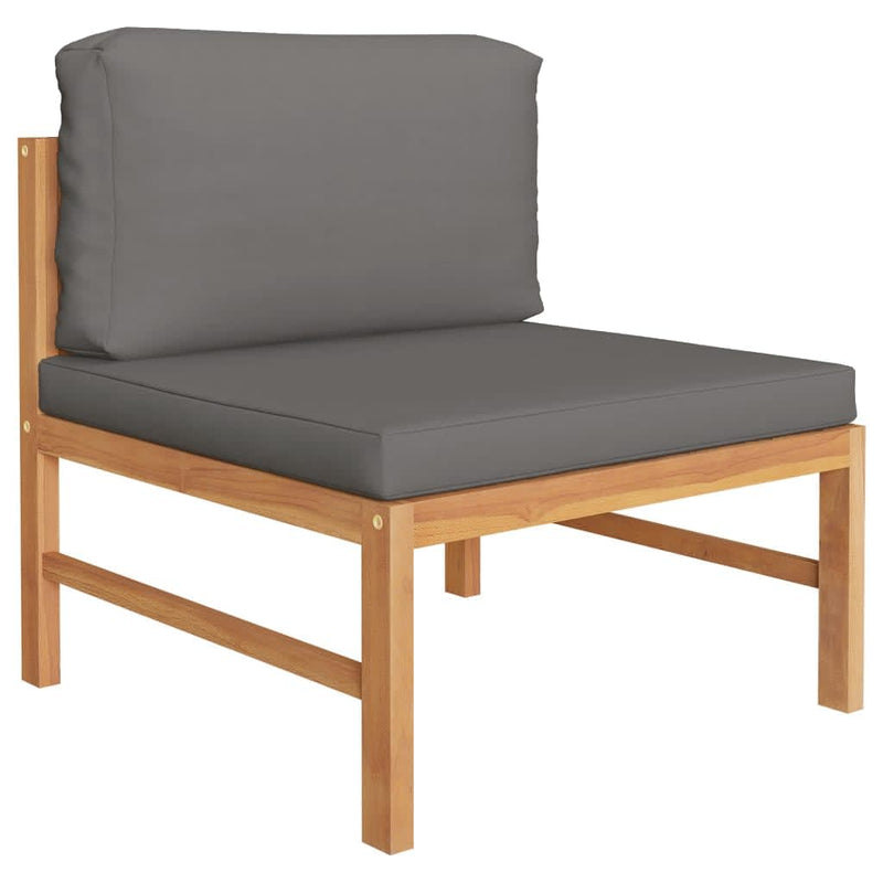 7 Piece Garden Lounge Set with Grey Cushions Solid Wood Teak Payday Deals