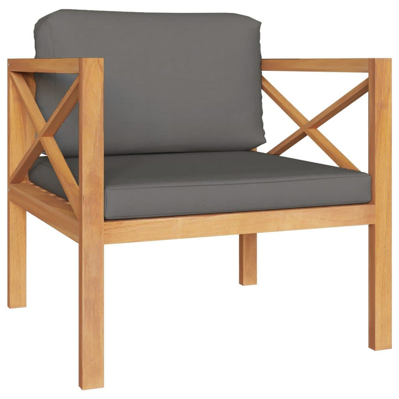 7 Piece Garden Lounge Set with Grey Cushions Solid Wood Teak Payday Deals