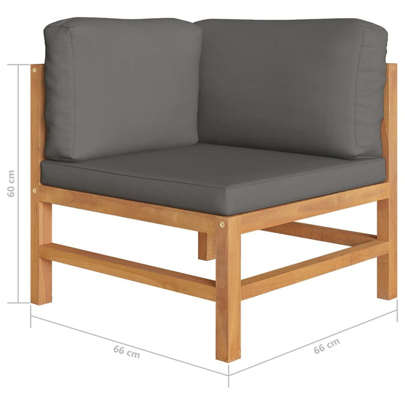 7 Piece Garden Lounge Set with Grey Cushions Solid Wood Teak Payday Deals