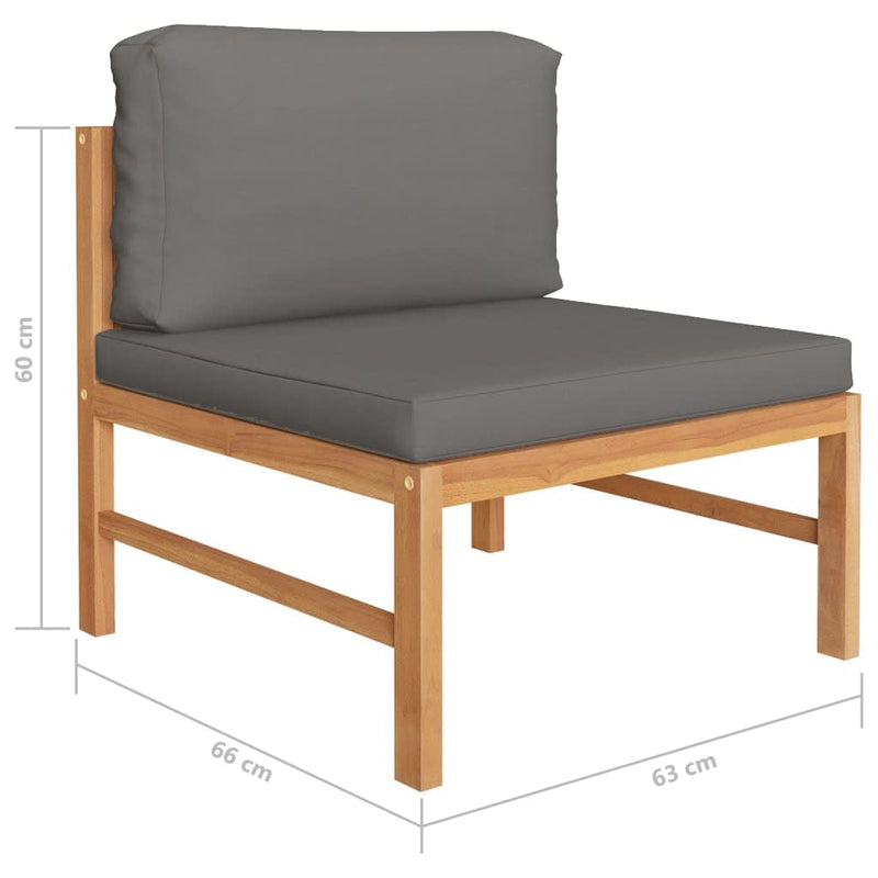 7 Piece Garden Lounge Set with Grey Cushions Solid Wood Teak Payday Deals