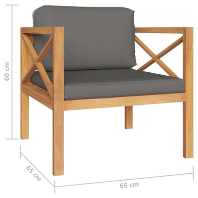 7 Piece Garden Lounge Set with Grey Cushions Solid Wood Teak Payday Deals