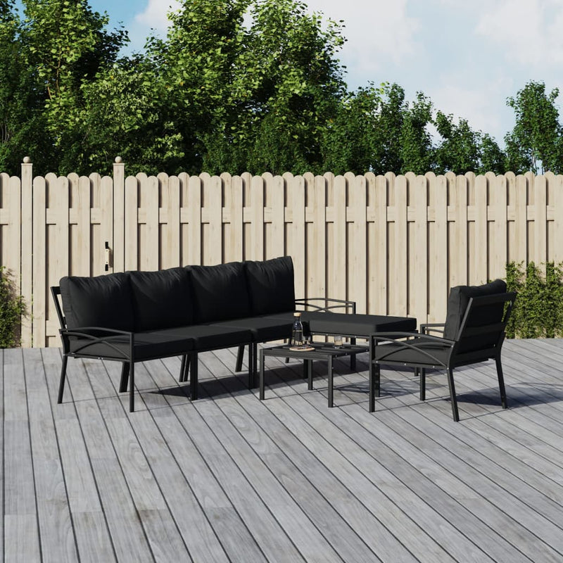 7 Piece Garden Lounge Set with Grey Cushions Steel Payday Deals