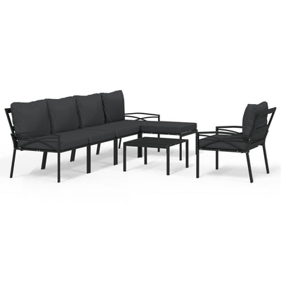 7 Piece Garden Lounge Set with Grey Cushions Steel Payday Deals