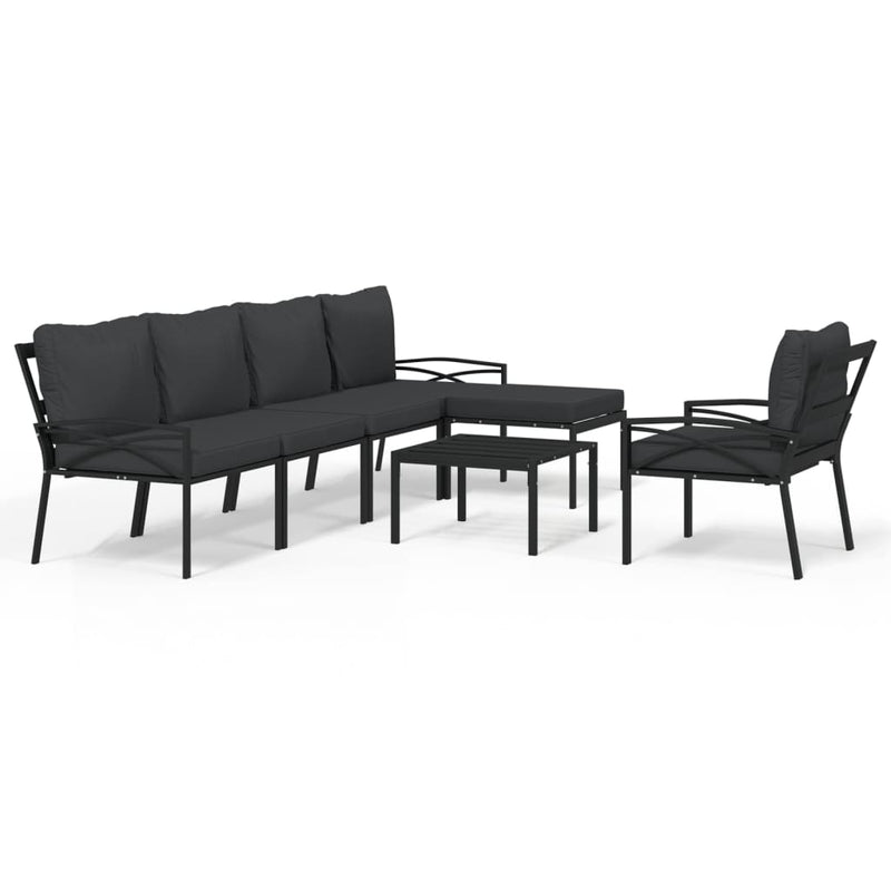 7 Piece Garden Lounge Set with Grey Cushions Steel Payday Deals