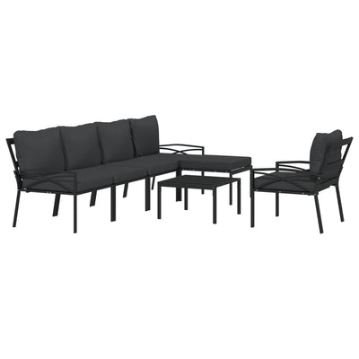 7 Piece Garden Lounge Set with Grey Cushions Steel Payday Deals