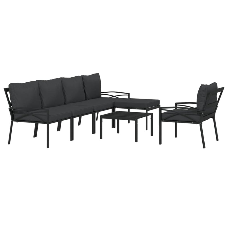7 Piece Garden Lounge Set with Grey Cushions Steel Payday Deals