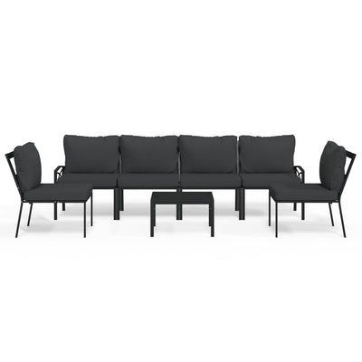 7 Piece Garden Lounge Set with Grey Cushions Steel Payday Deals