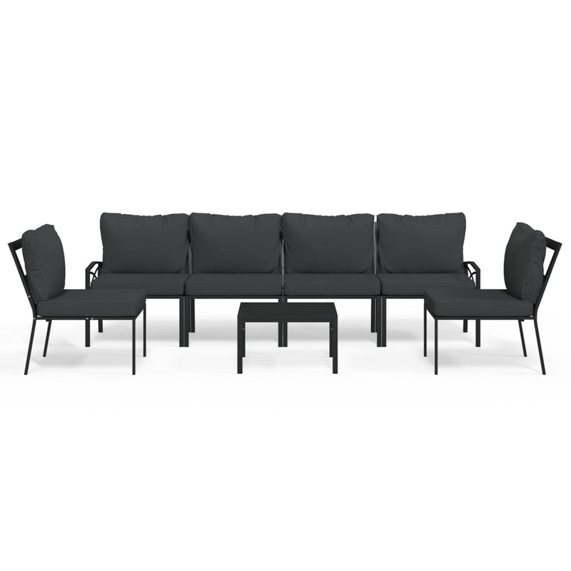 7 Piece Garden Lounge Set with Grey Cushions Steel Payday Deals