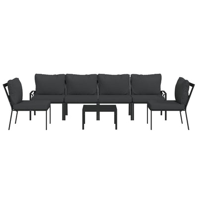 7 Piece Garden Lounge Set with Grey Cushions Steel Payday Deals