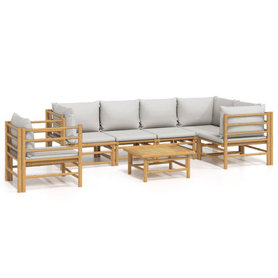 7 Piece Garden Lounge Set with Light Grey Cushions Bamboo Payday Deals
