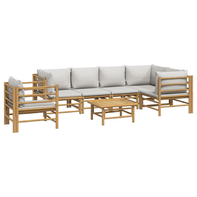 7 Piece Garden Lounge Set with Light Grey Cushions Bamboo Payday Deals