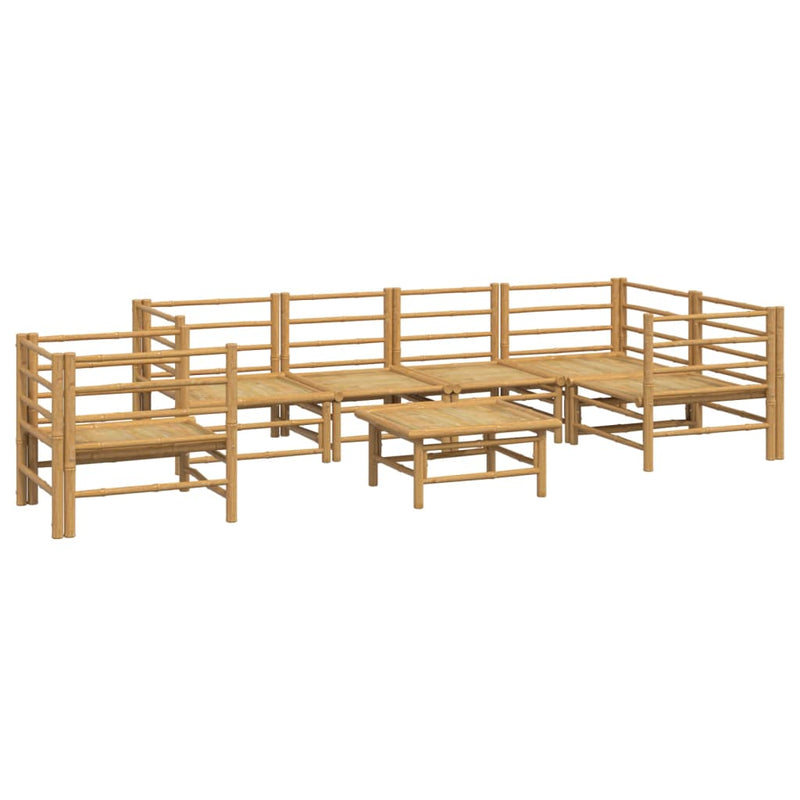 7 Piece Garden Lounge Set with Light Grey Cushions Bamboo Payday Deals