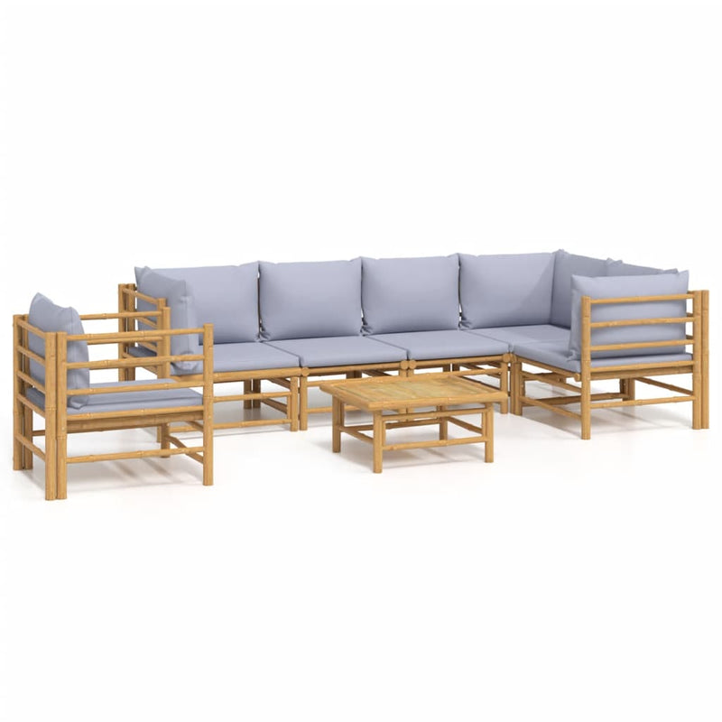 7 Piece Garden Lounge Set with Light Grey Cushions Bamboo Payday Deals