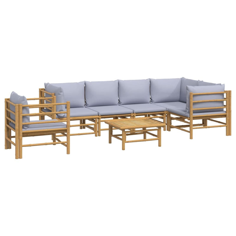 7 Piece Garden Lounge Set with Light Grey Cushions Bamboo Payday Deals