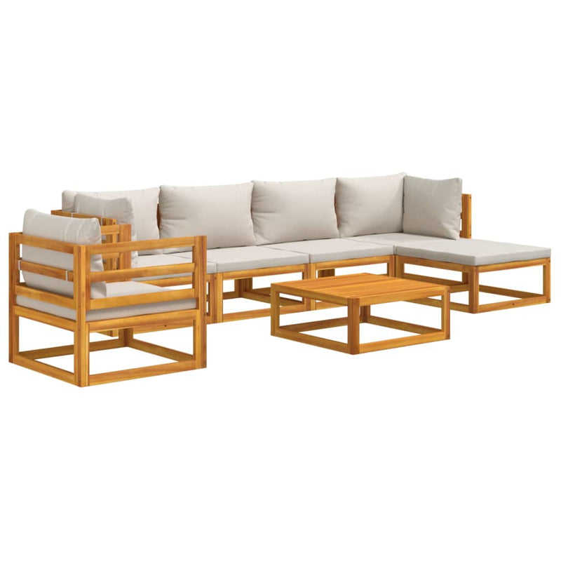 7 Piece Garden Lounge Set with Light Grey Cushions Solid Wood Payday Deals