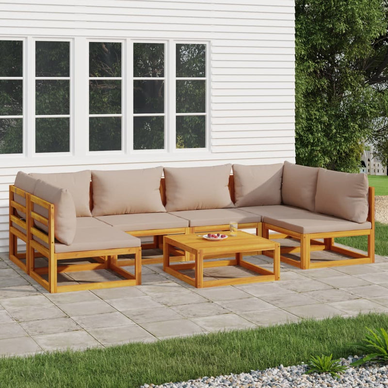 7 Piece Garden Lounge Set with Taupe Cushions Solid Wood Payday Deals
