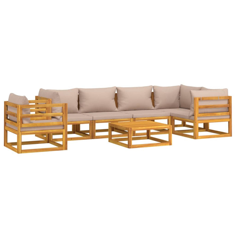 7 Piece Garden Lounge Set with Taupe Cushions Solid Wood Payday Deals