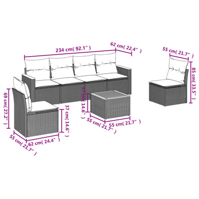 7 Piece Garden Sofa Set with Cushions Beige Poly Rattan Payday Deals