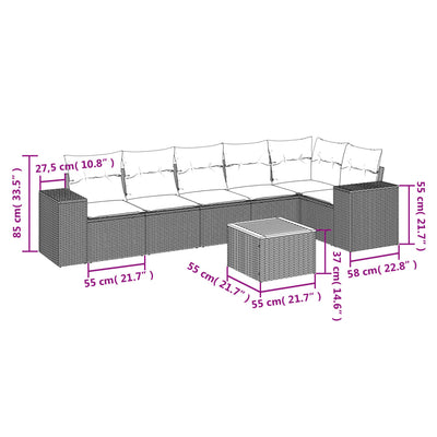 7 Piece Garden Sofa Set with Cushions Beige Poly Rattan Payday Deals