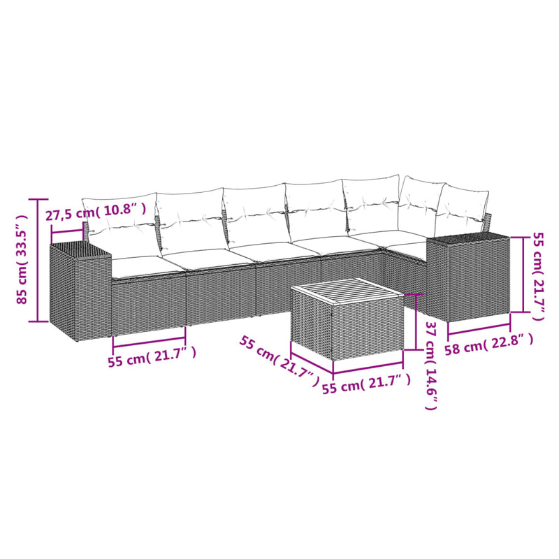 7 Piece Garden Sofa Set with Cushions Beige Poly Rattan Payday Deals
