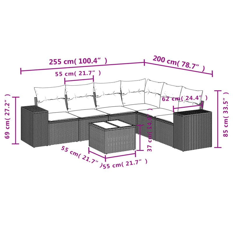7 Piece Garden Sofa Set with Cushions Beige Poly Rattan Payday Deals