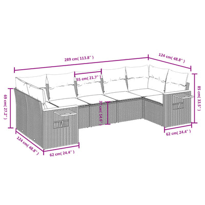 7 Piece Garden Sofa Set with Cushions Beige Poly Rattan Payday Deals