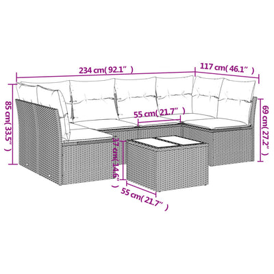7 Piece Garden Sofa Set with Cushions Beige Poly Rattan Payday Deals