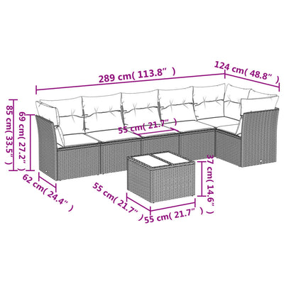 7 Piece Garden Sofa Set with Cushions Beige Poly Rattan Payday Deals