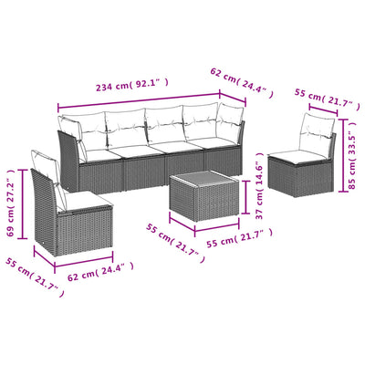 7 Piece Garden Sofa Set with Cushions Beige Poly Rattan Payday Deals