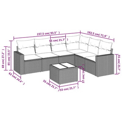 7 Piece Garden Sofa Set with Cushions Beige Poly Rattan Payday Deals
