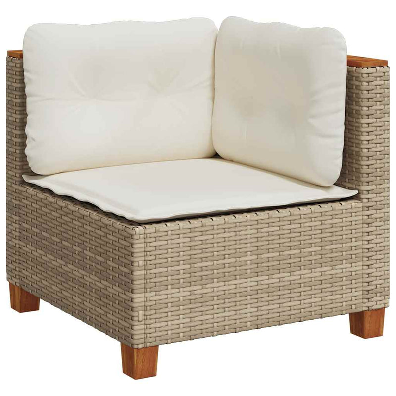 7 Piece Garden Sofa Set with Cushions Beige Poly Rattan Payday Deals