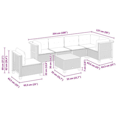 7 Piece Garden Sofa Set with Cushions Beige Poly Rattan Payday Deals