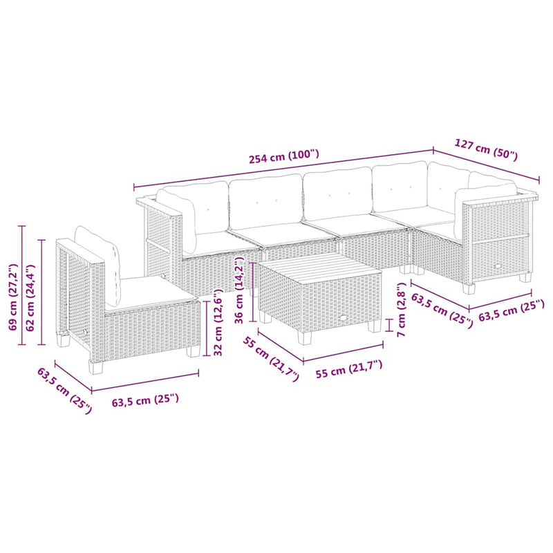 7 Piece Garden Sofa Set with Cushions Beige Poly Rattan Payday Deals