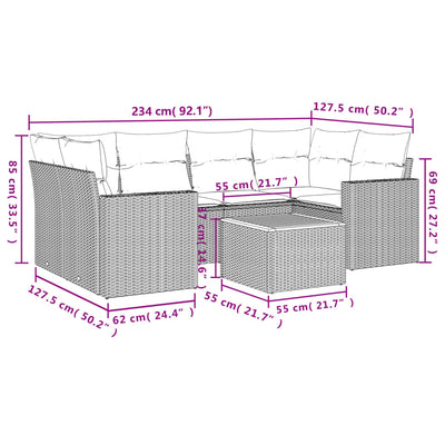 7 Piece Garden Sofa Set with Cushions Beige Poly Rattan Payday Deals