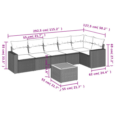 7 Piece Garden Sofa Set with Cushions Beige Poly Rattan Payday Deals