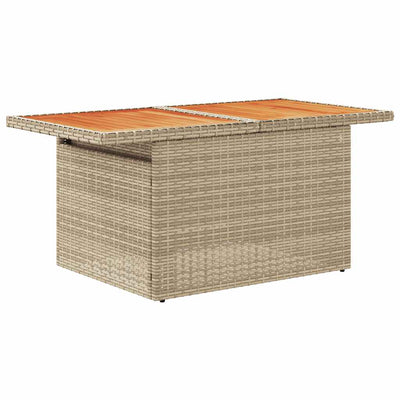 7 Piece Garden Sofa Set with Cushions Beige Poly Rattan Acacia Payday Deals