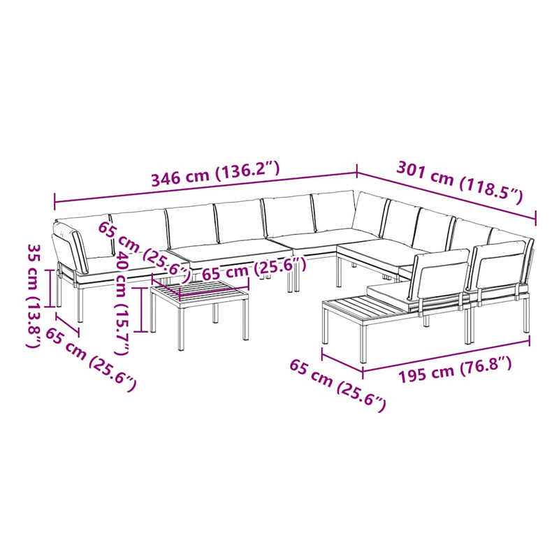 7 Piece Garden Sofa Set with Cushions Black Aluminium Payday Deals