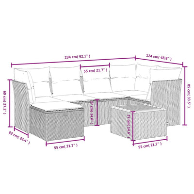 7 Piece Garden Sofa Set with Cushions Black Poly Rattan Payday Deals