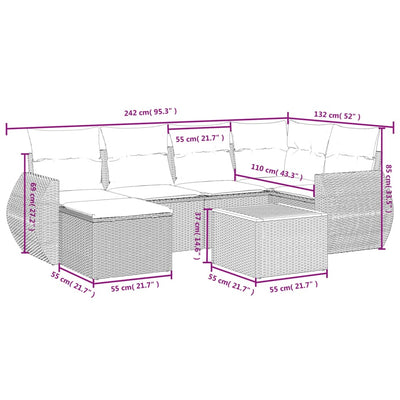 7 Piece Garden Sofa Set with Cushions Black Poly Rattan Payday Deals