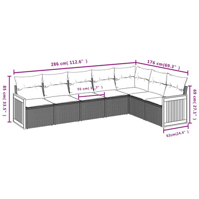 7 Piece Garden Sofa Set with Cushions Black Poly Rattan Payday Deals