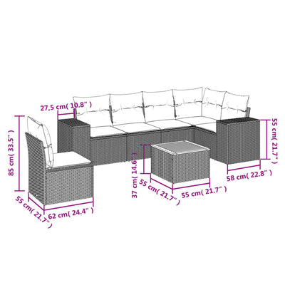 7 Piece Garden Sofa Set with Cushions Black Poly Rattan Payday Deals