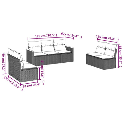 7 Piece Garden Sofa Set with Cushions Black Poly Rattan Payday Deals